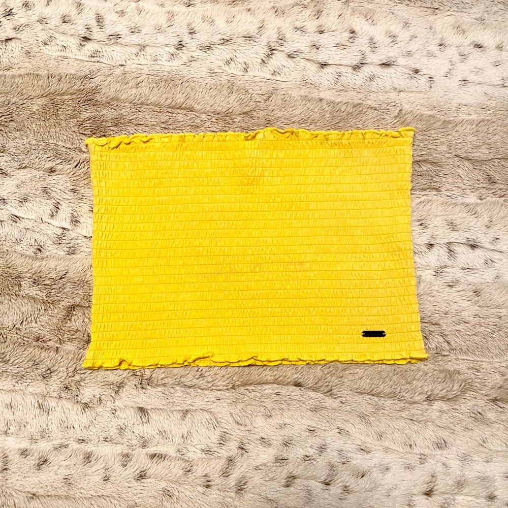 Bright Yellow Smocked Crop Tube Top